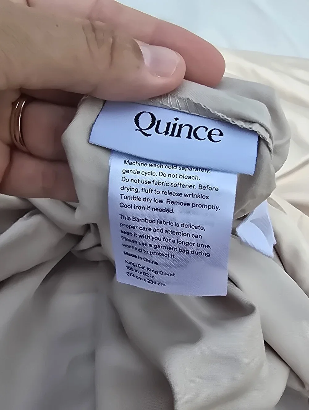 Quince 100% Organic Vicose Bamboo Sand Duvet Cover King Cal King